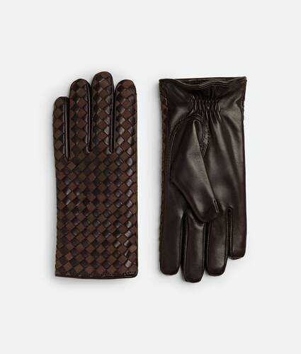 Intrecciato Leather And Suede Gloves