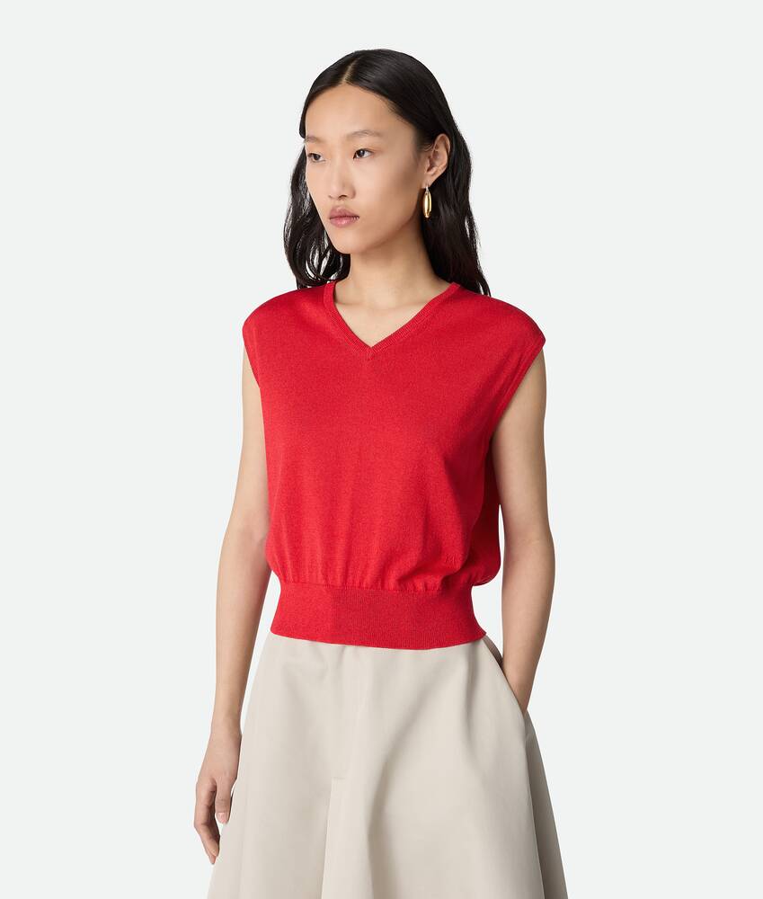 Women's Cotton And Viscose Twinset in Cherry tomato Bottega Veneta Qatar EN - Image 6
