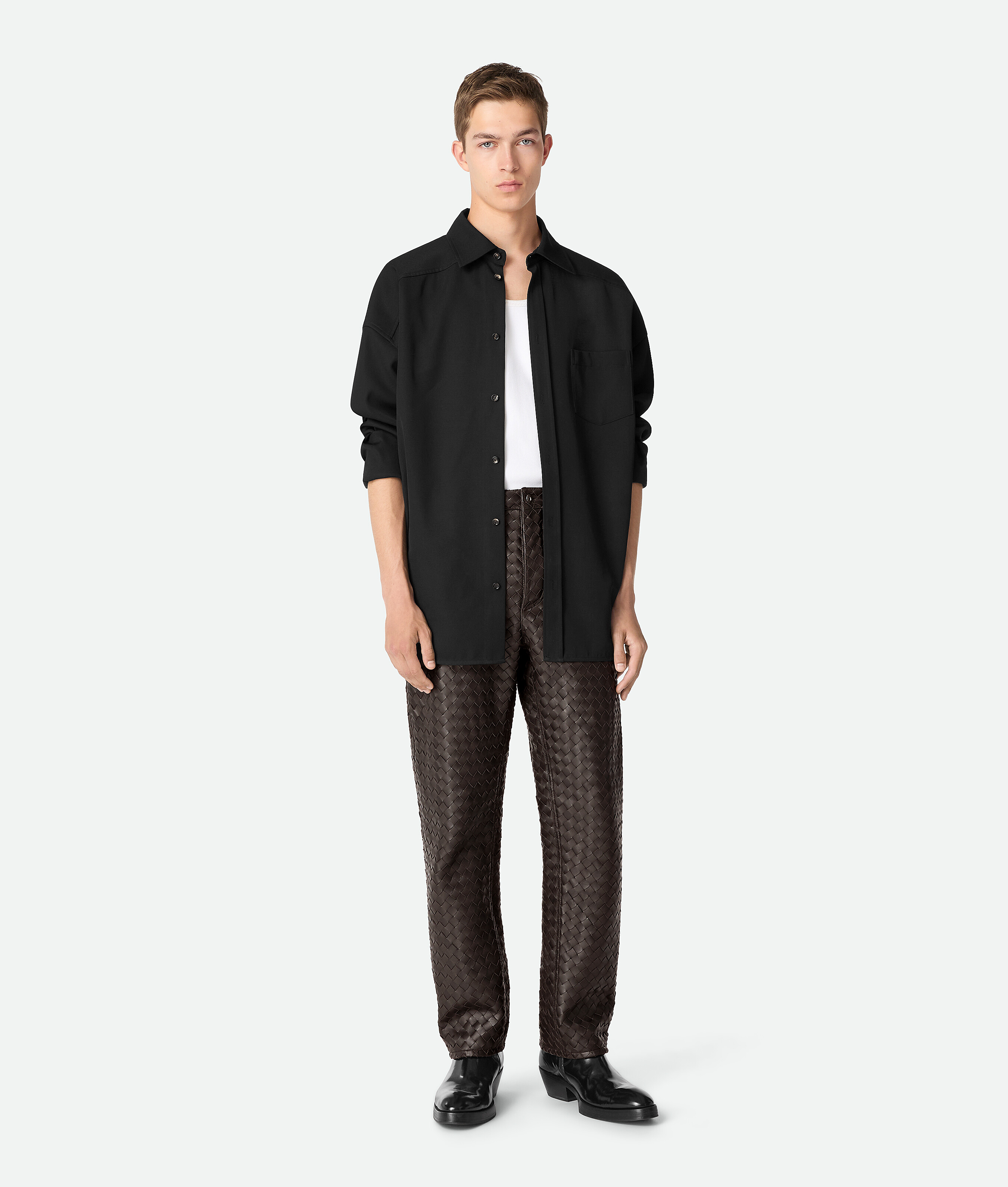 Intrecciato Leather Pants