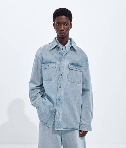 Men's Sky Bleached Denim Overshirt in Light bleach Bottega Veneta Latvia EN - Image 1