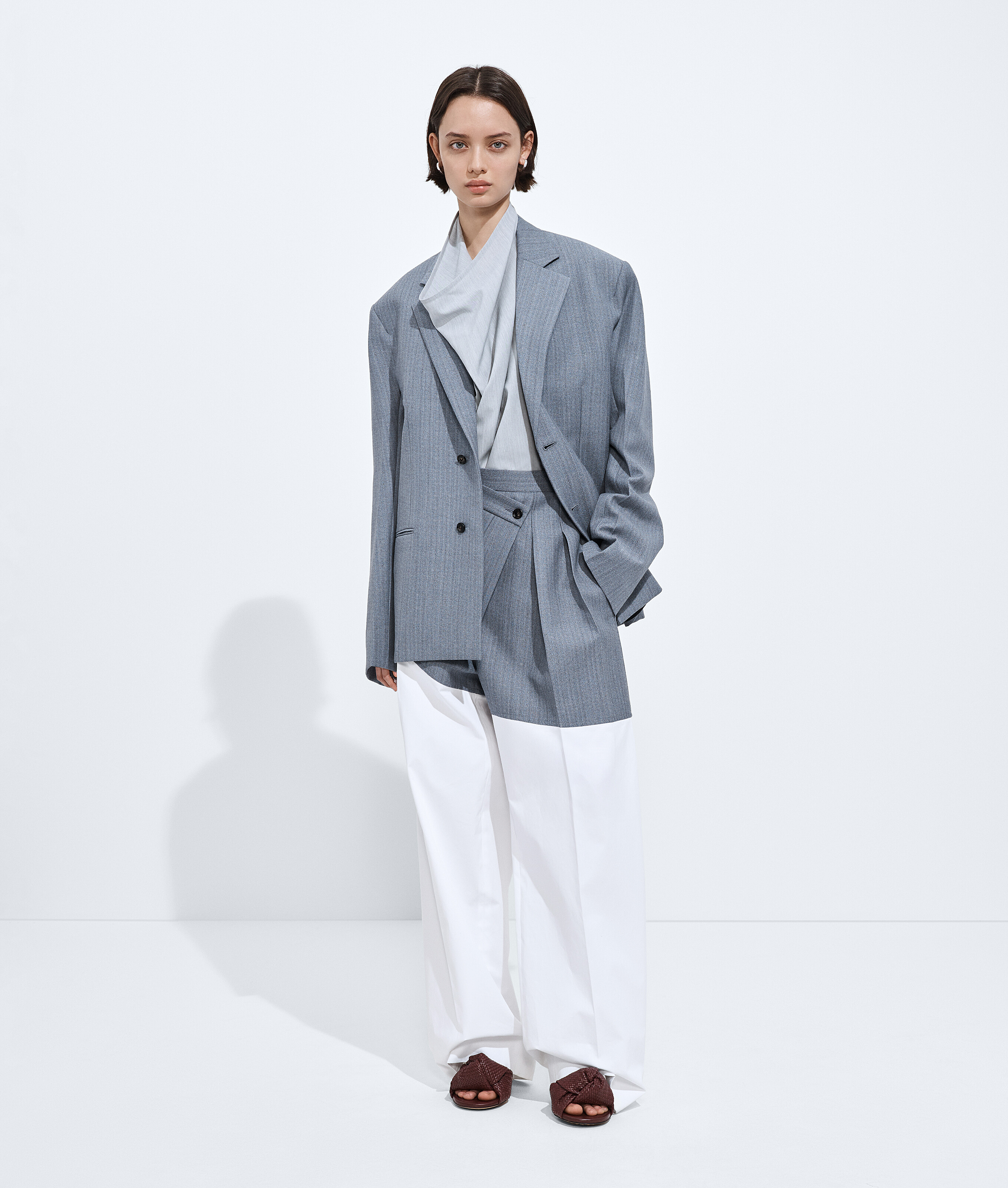 Women's Wool And Mohair Jacket in Blue/gray melange Bottega Veneta Luxembourg EN - Image 4