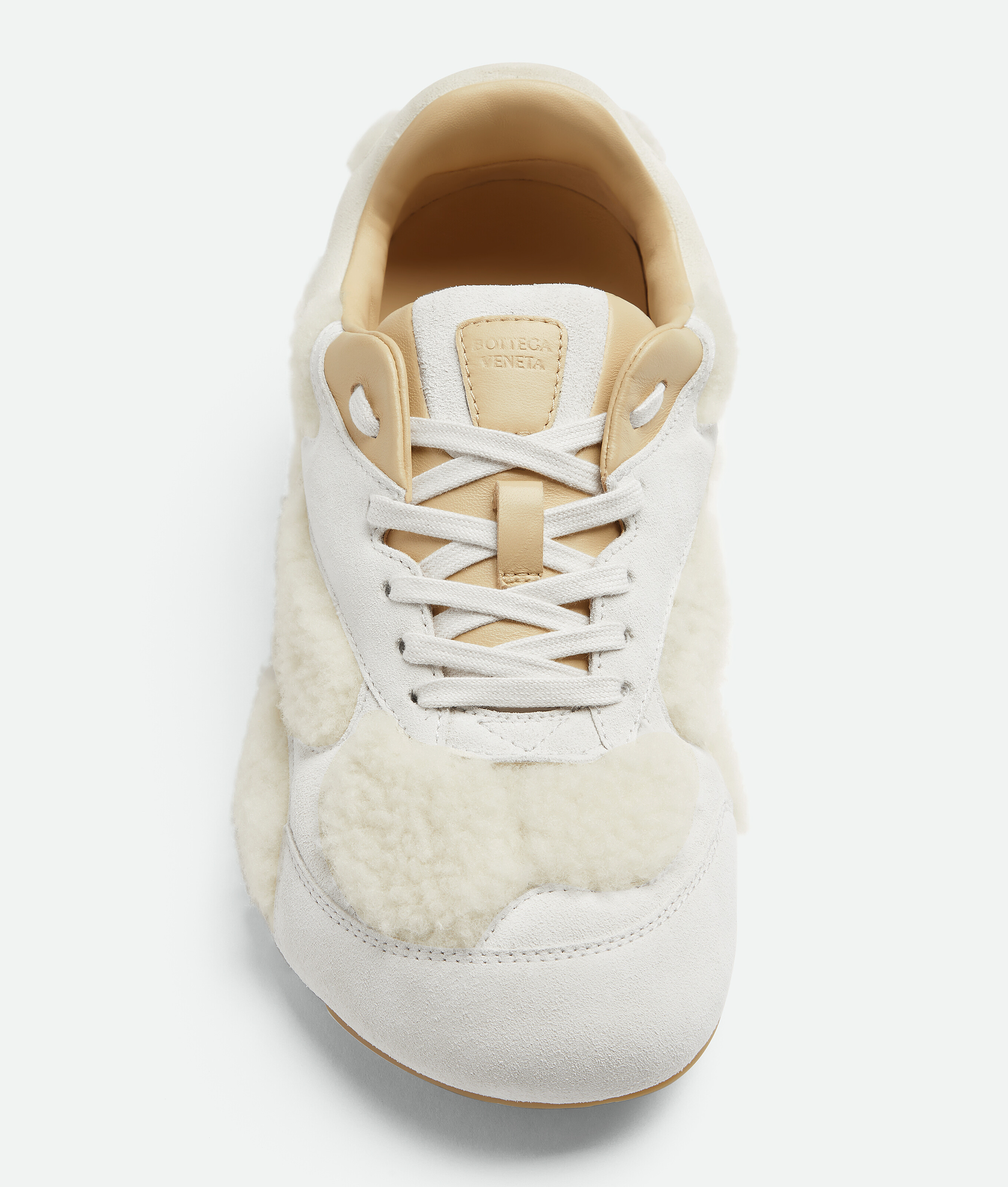 Bottega Veneta Shearling-suede Orbit Flash Sneakers In White
