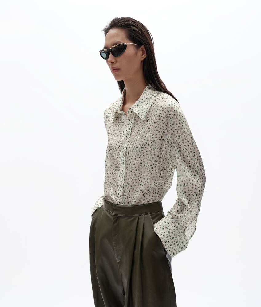 Seidenhemd mit Aufdruck f&uuml;r Damen in Parchment peach blue Bottega Veneta Deutschland DE - Image 2