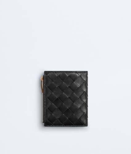 Women's Intrecciato Small Bi-Fold Wallet in Black Bottega Veneta Romania EN - Image 3