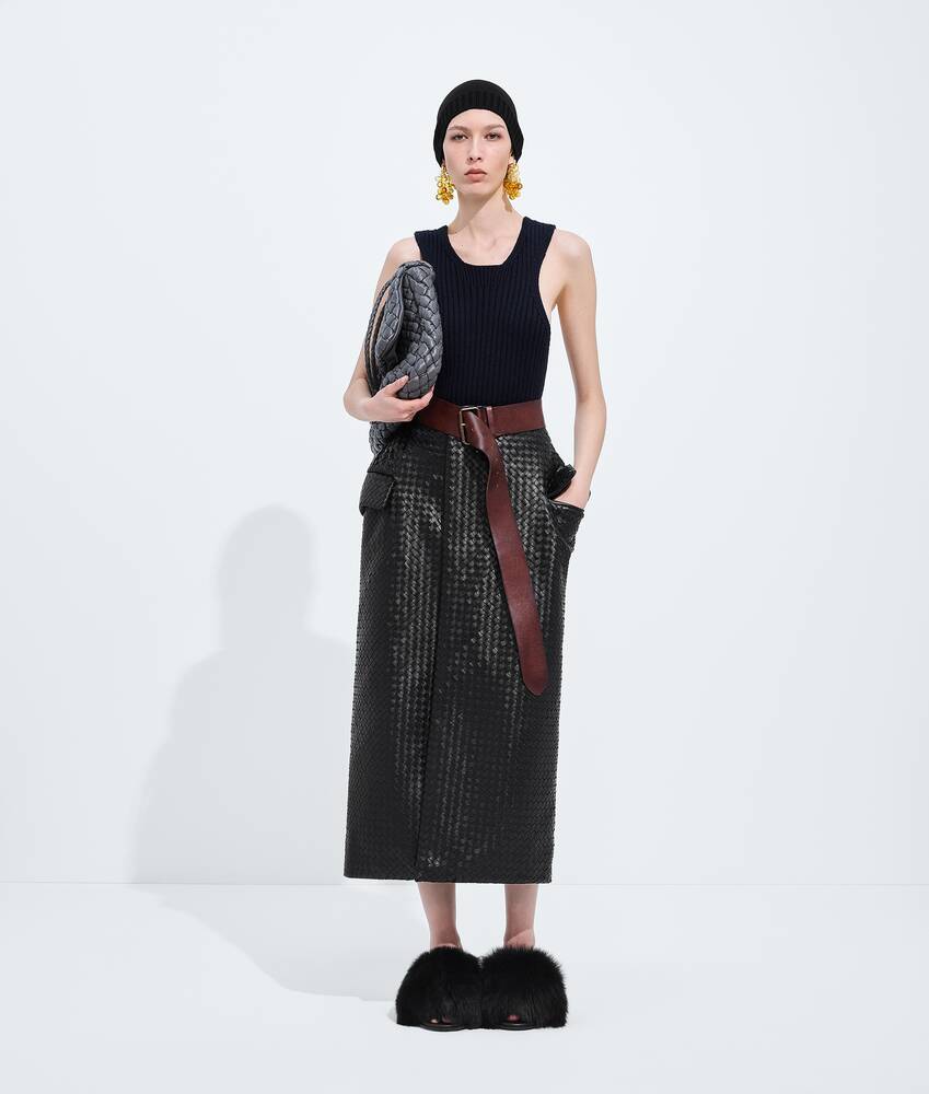 Geripptes Tanktop aus Merinowolle f&uuml;r Damen in Midnight blue Bottega Veneta Deutschland DE - Image 4