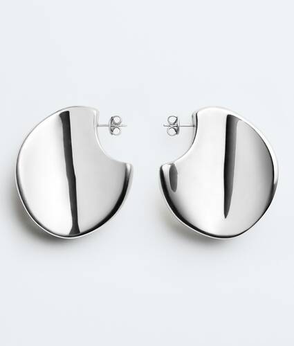 Women's Large Disc Earrings in Silver Bottega Veneta Taiwan EN - Image 1