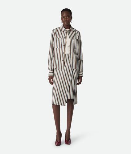 Gonna a righe in cotone e lino da Donna in Cloud/fondant/lava Bottega Veneta Italia IT - Image 4
