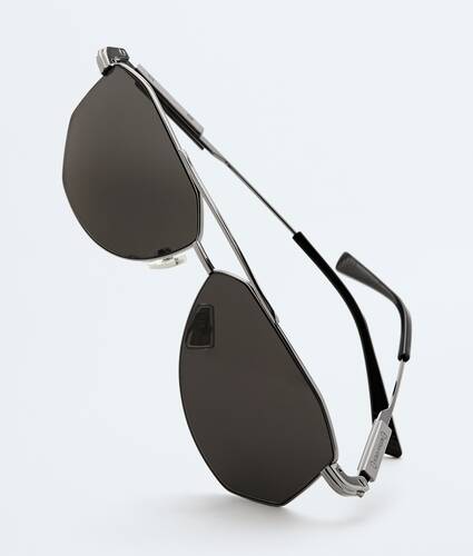 Classic Aviator Sunglasses in Ruthenium/gray Bottega Veneta Norway EN - Image 3