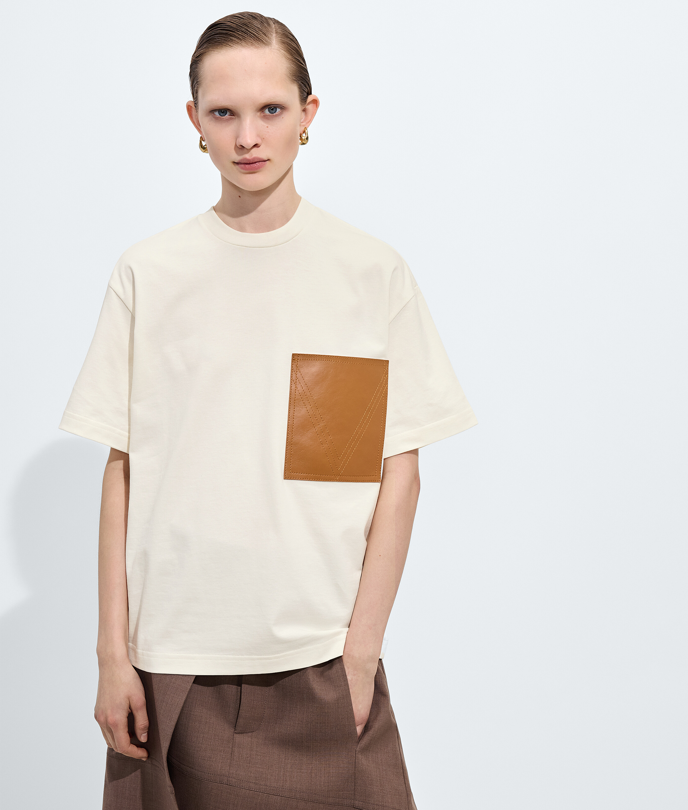 Women's Cotton Jersey T-Shirt in Parchment Bottega Veneta Luxembourg EN - Image 4