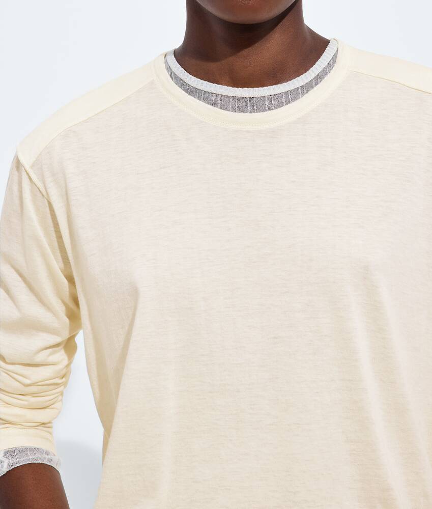 Women's Cotton and Cashmere Jersey T-Shirt in Parchment Bottega Veneta Poland EN - Image 4