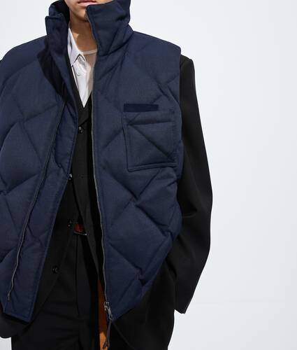 Men's Nylon and Cotton Quilted Gilet in Midnight blue Bottega Veneta Canada EN - Image 4