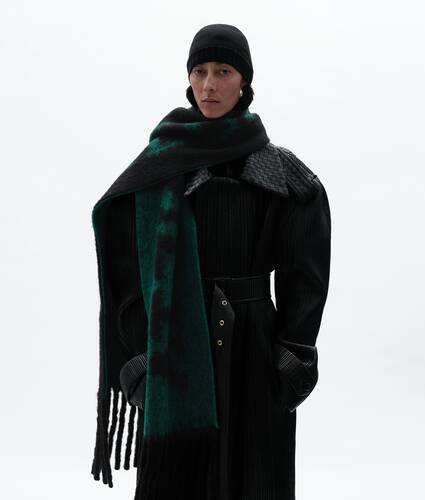 Women's Jacquard Wool and Mohair Scarf in Black/malachite Bottega Veneta Lithuania EN - Image 2