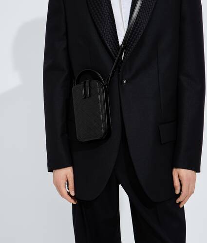 Men's Getaway Vertical Phone Pouch in Black/nero opaco Bottega Veneta Singapore EN - Image 2