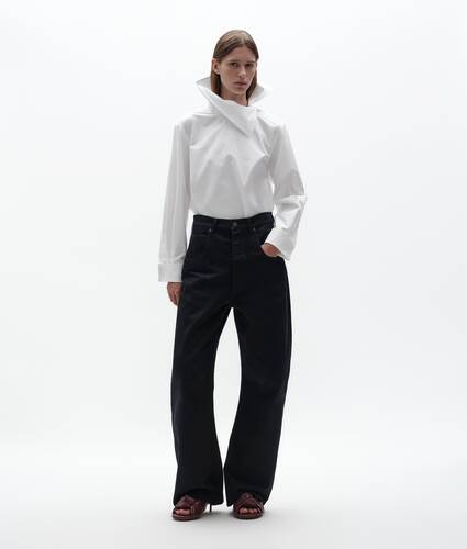 Women's Compact Cotton Poplin Shirt in White Bottega Veneta Cyprus EN - Image 1
