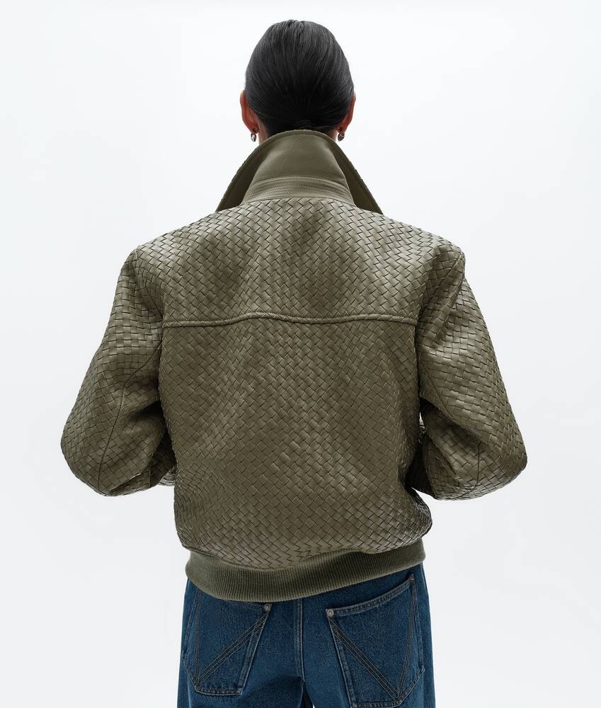 Women's Intrecciato Leather Blouson in Tarragon Bottega Veneta United States EN - Image 3