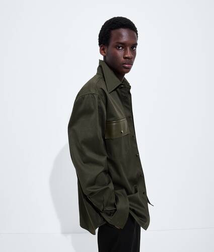 Men's Cotton Gabardine Shirt in Dark juniper Bottega Veneta Czechia EN - Image 2