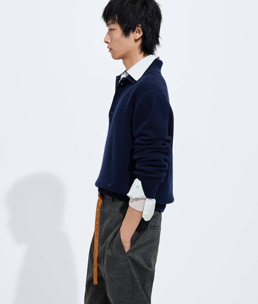 Men's Wool Polo Sweater in Midnight blue Bottega Veneta Canada EN - Image 2