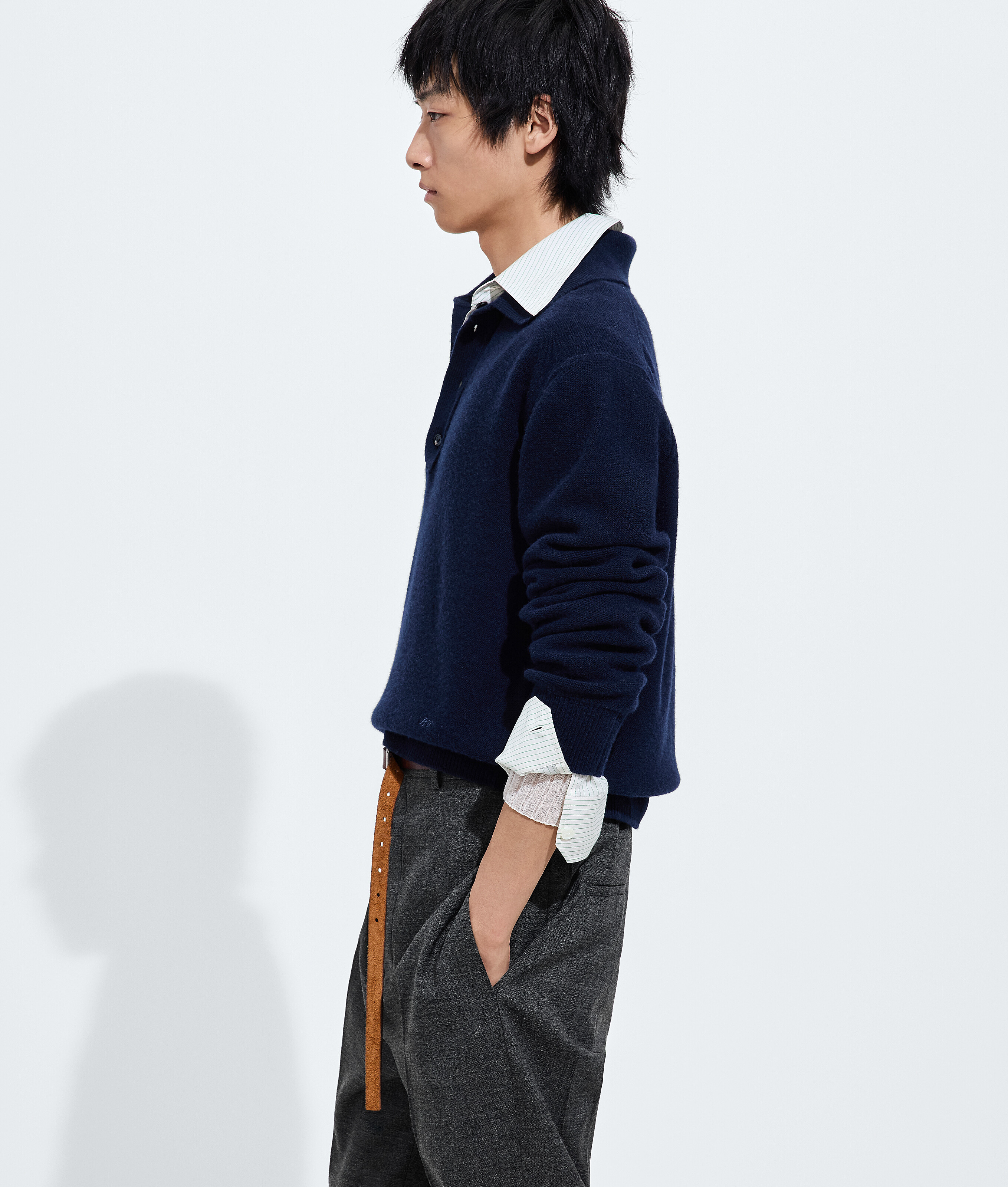 Men's Wool Polo Sweater in Midnight blue Bottega Veneta Luxembourg EN - Image 2