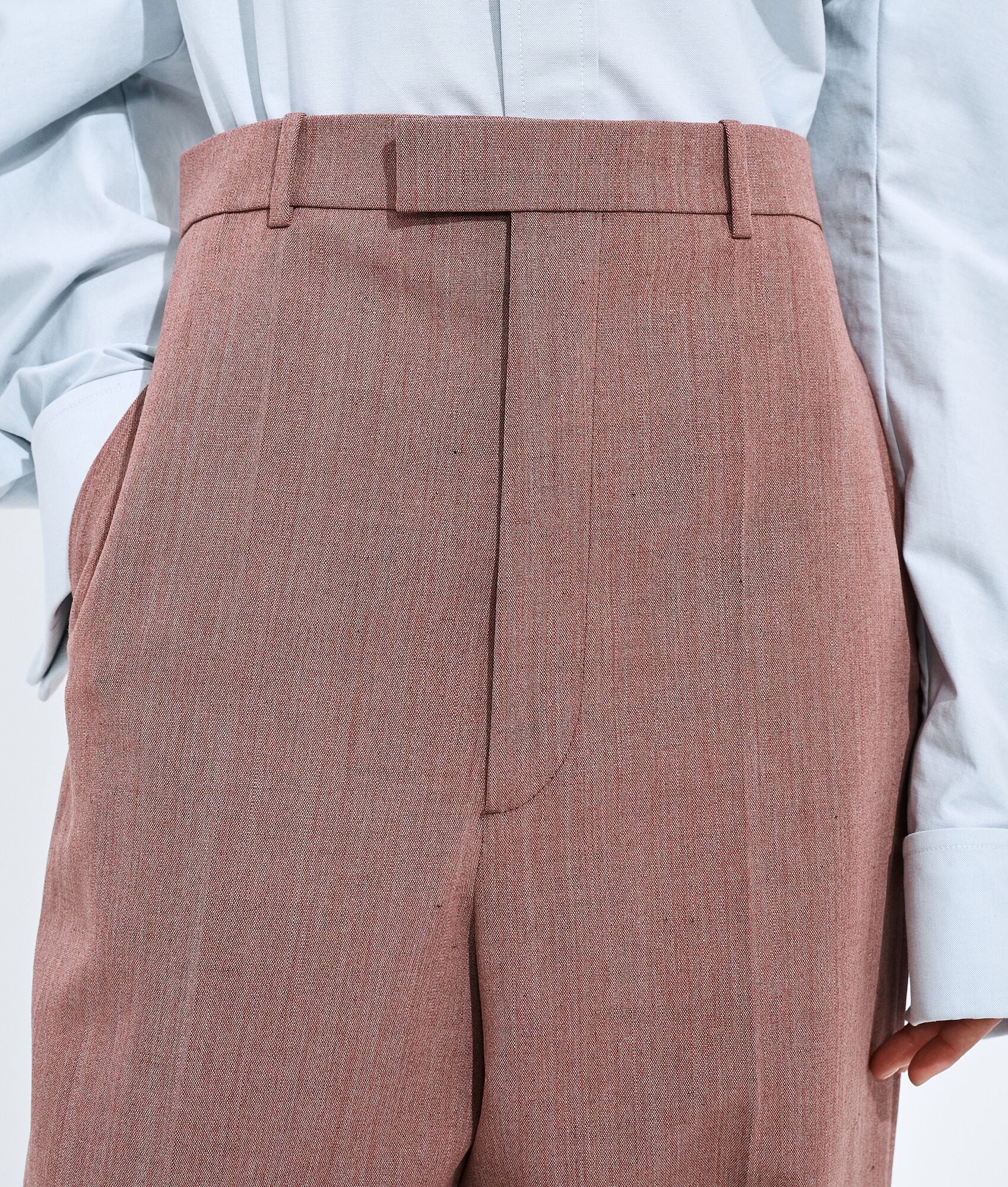 Women's Wool and Linen Pants in Pink/carrubo mel | Bottega Veneta SA