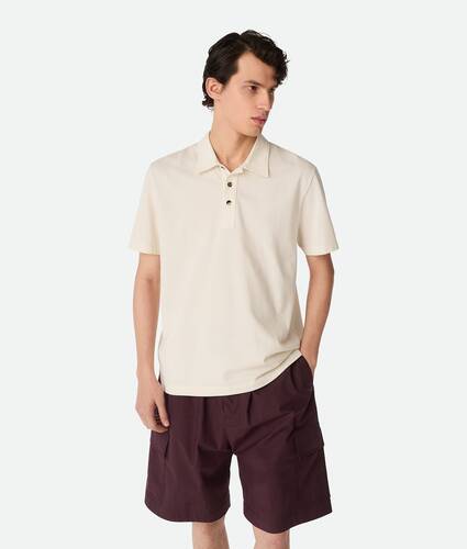 Men's Fine Cotton Jersey Polo in Pale meringue Bottega Veneta United States EN - Image 1