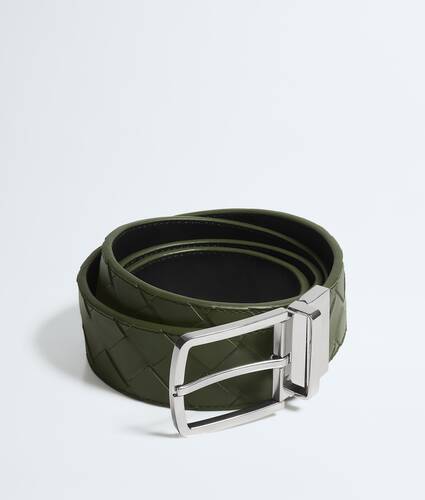 Men's Intrecciato Reversible Belt in Green tweed/black Bottega Veneta Malaysia EN - Image 1
