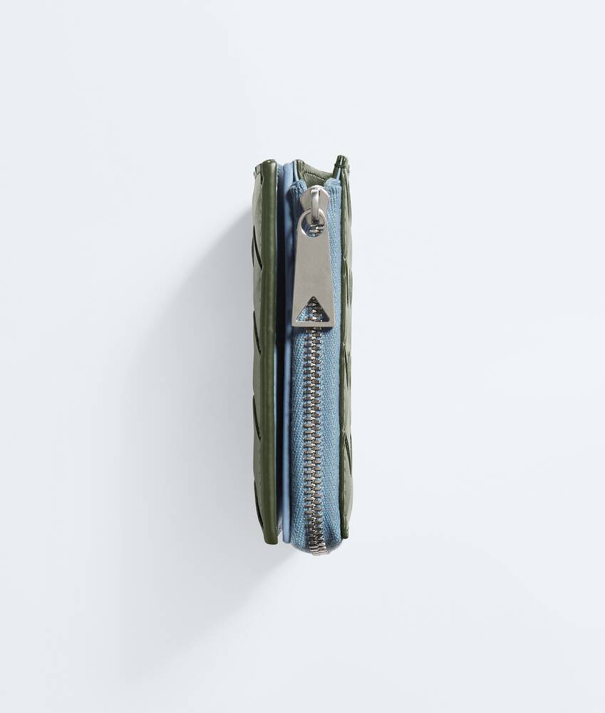 Men's Intrecciato Small Bi-Fold Wallet in Green tweed/mineral Bottega Veneta Australia EN - Image 4