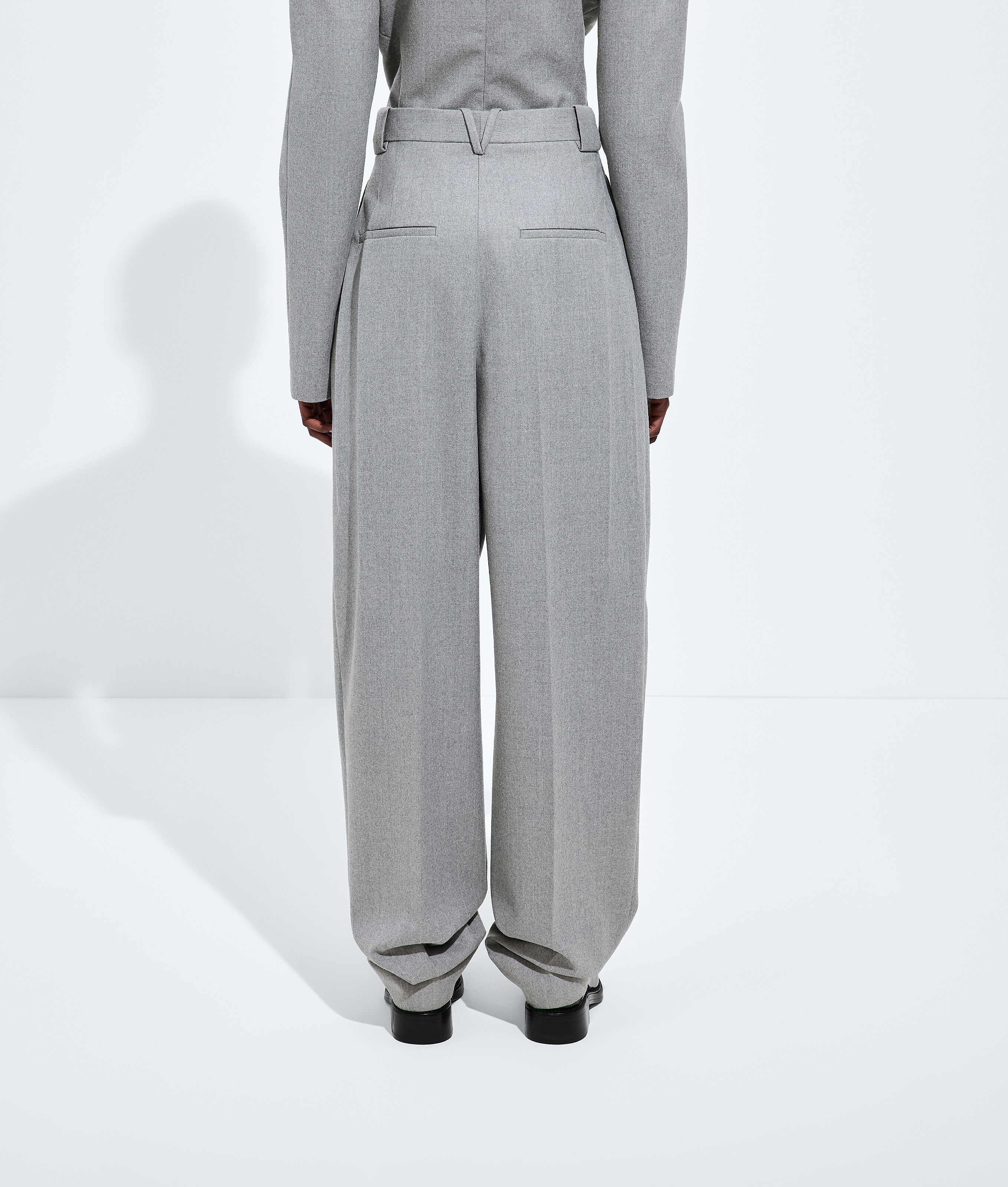 Women's Compact Wool Flannel Pants in Sterling melange Bottega Veneta Finland EN - Image 3