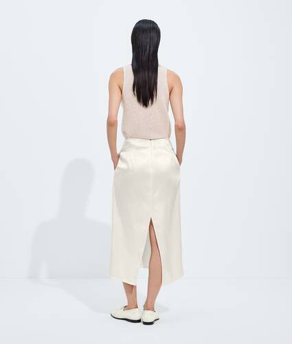Rock aus gl&auml;nzendem Cupro f&uuml;r Damen in Parchment Bottega Veneta Deutschland DE - Image 3