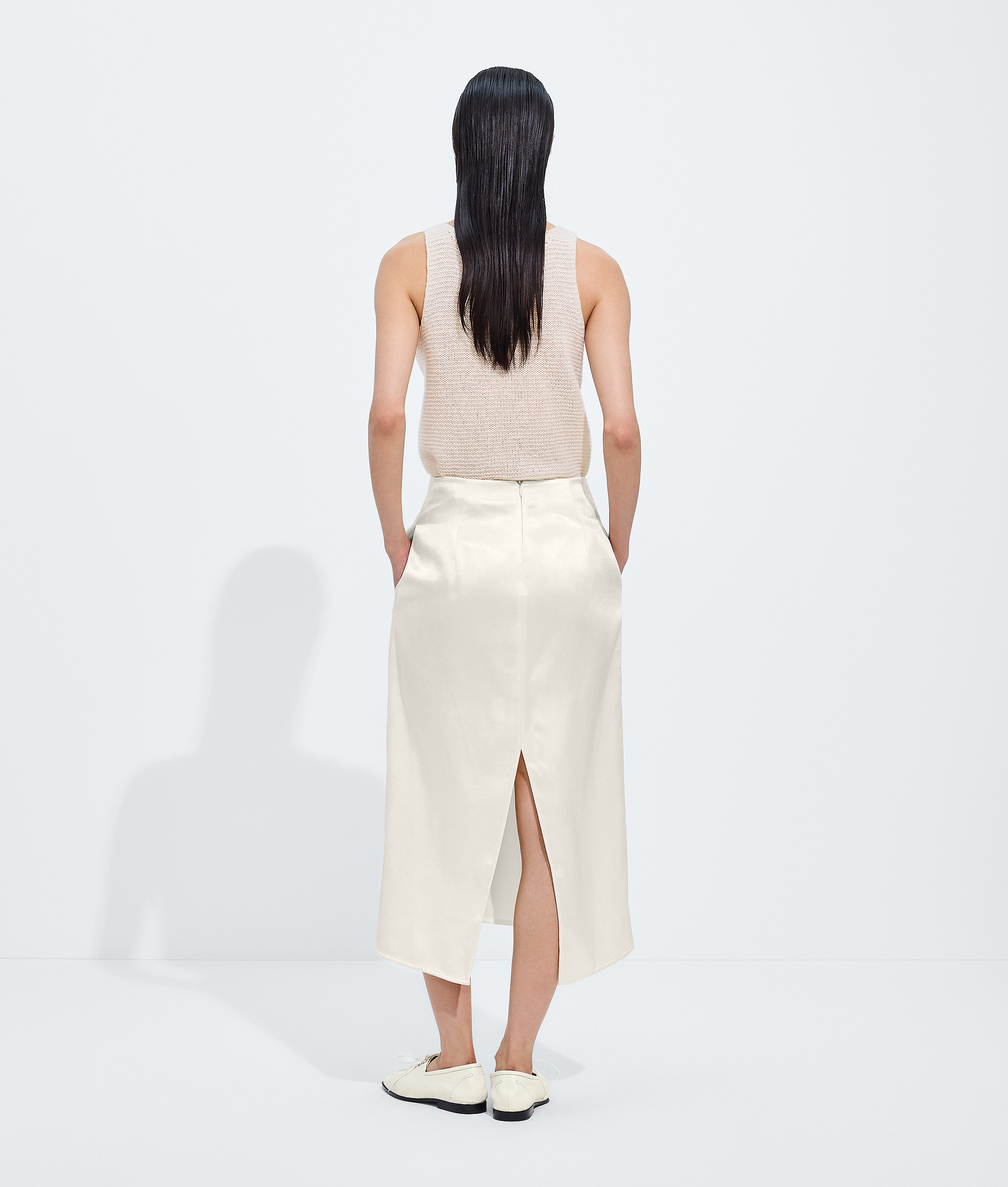 Women's Shiny Cupro Skirt in Parchment Bottega Veneta Finland EN - Image 3