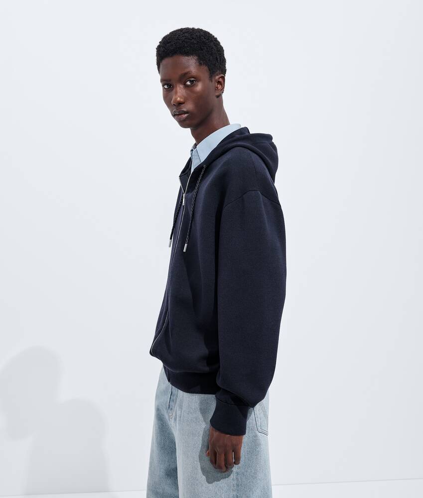 Men's Double Wool Hoodie  in Navy Bottega Veneta Belgium EN - Image 2