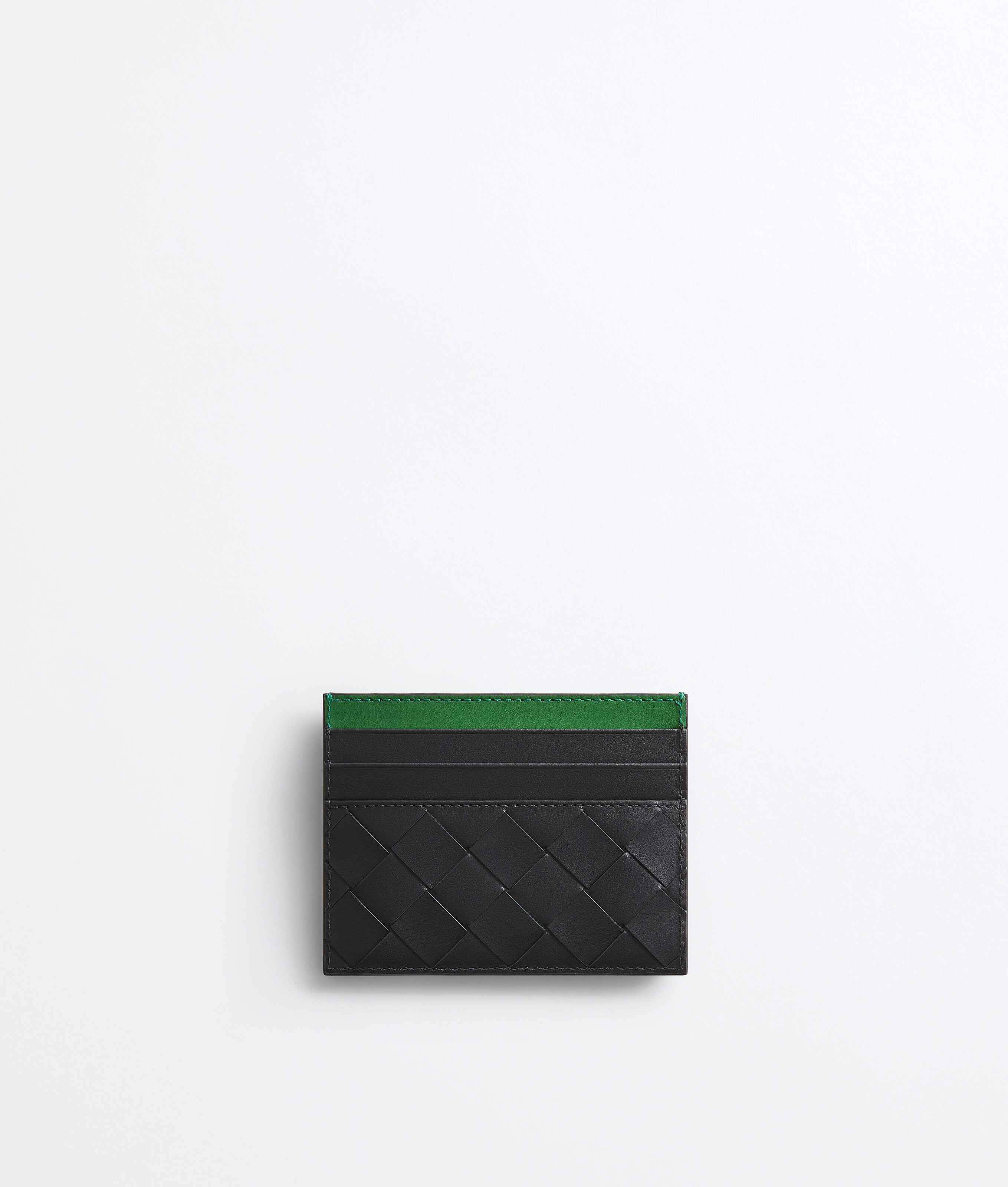 Men's Intrecciato Credit Card Case in Black/shamrock Bottega Veneta Luxembourg EN - Image 1
