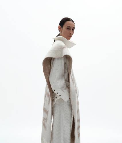 Women's Jacquard Wool and Mohair Scarf in Hemp/parchment Bottega Veneta Lithuania EN - Image 5