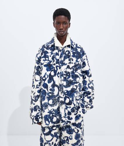 Men's Cotton Fil Coup&eacute; Printed Overshirt in Blue ink/white Bottega Veneta United States EN - Image 1