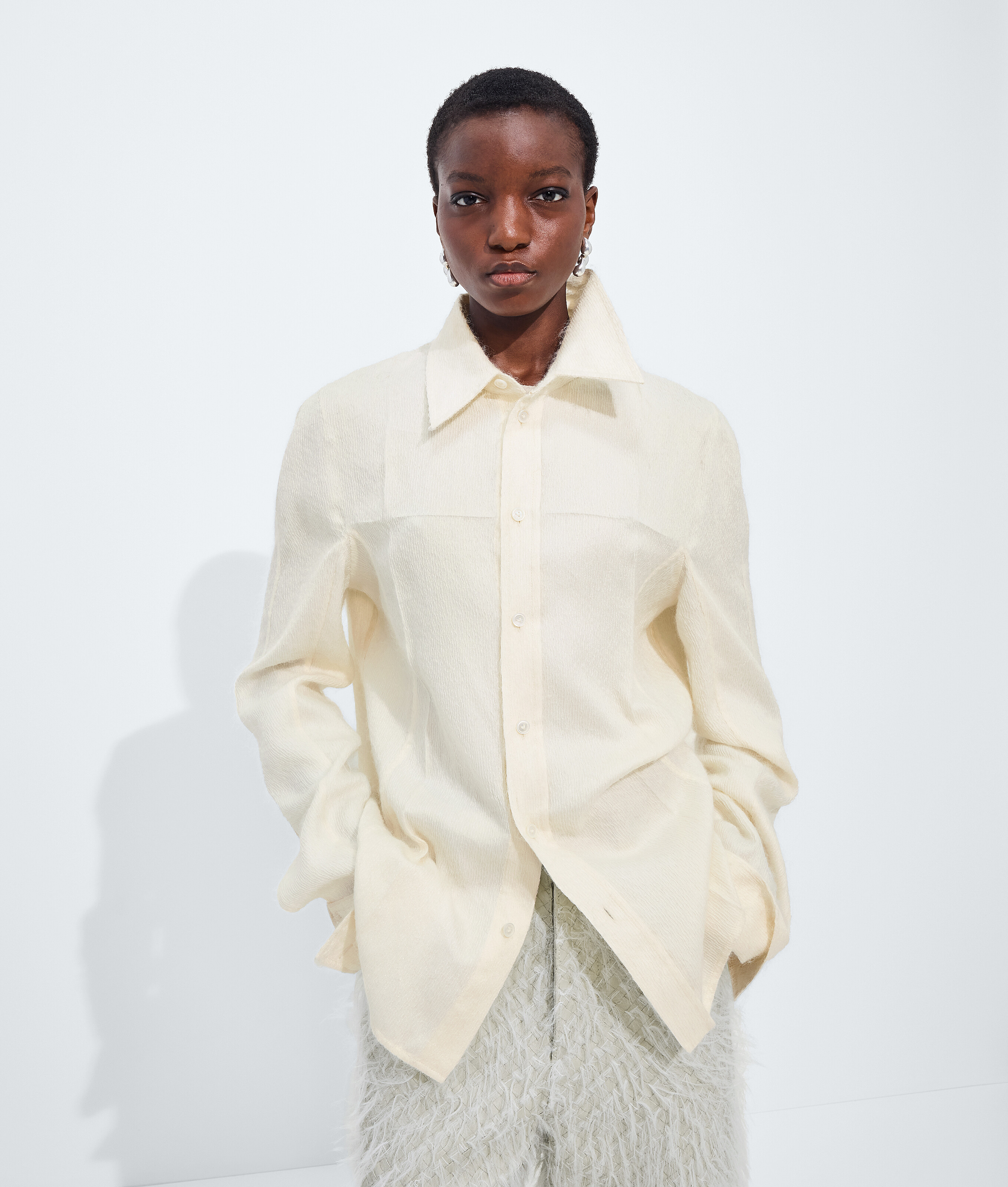 Women's Mohair and Silk Shirt in Rice Bottega Veneta Luxembourg EN - Image 1