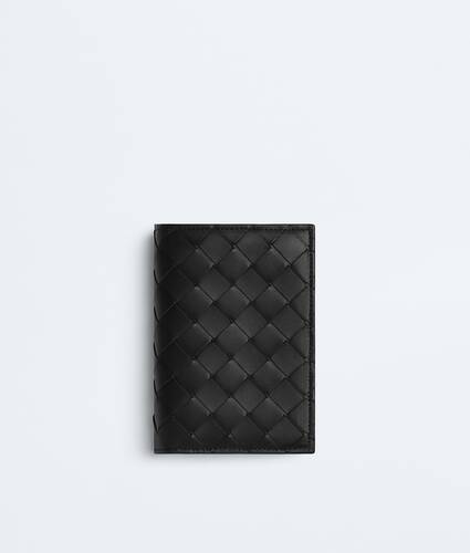 Men's Intrecciato Medium Bi-Fold Wallet With L-Zip in Black Bottega Veneta Japan EN - Image 1
