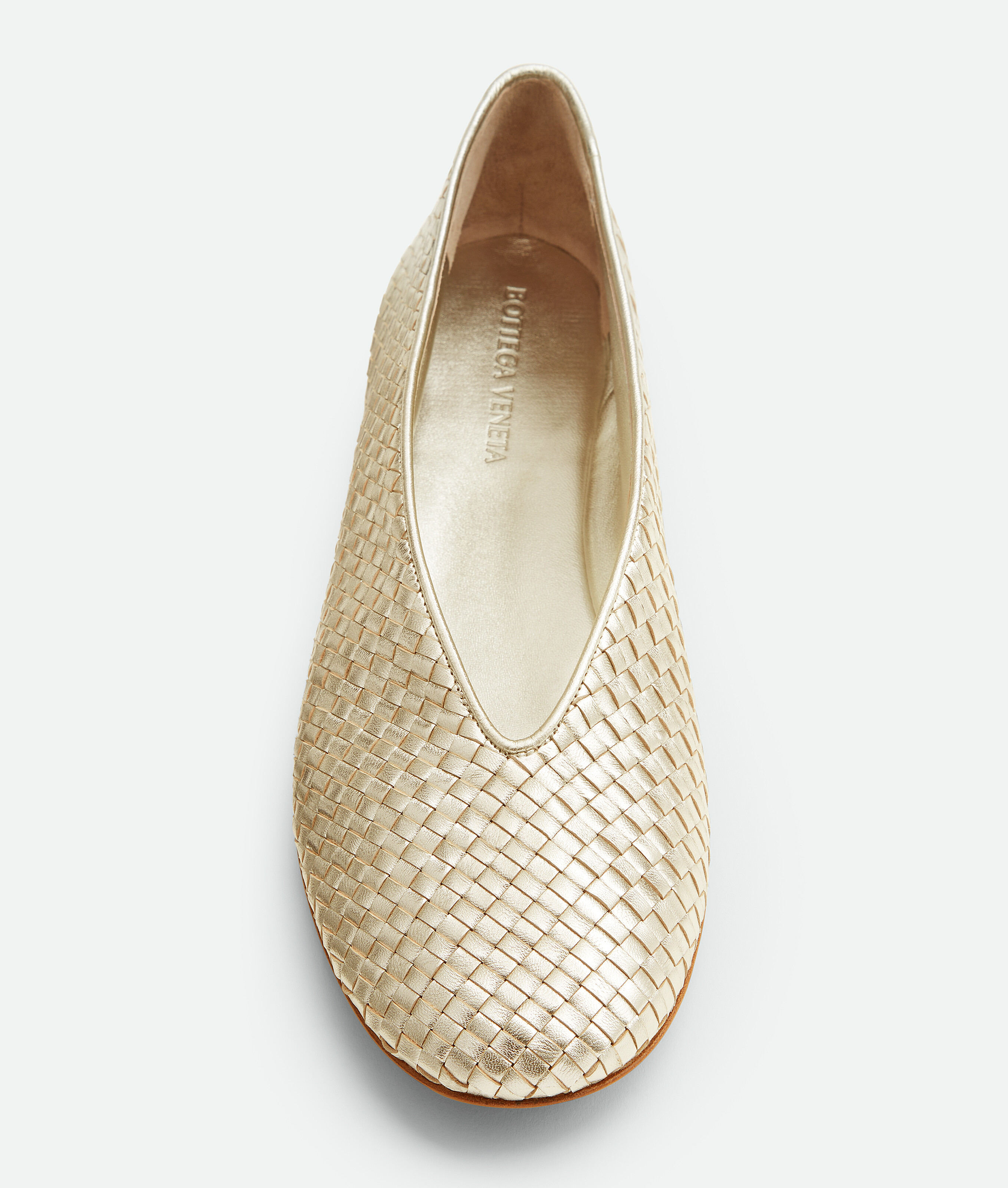 Bottega Veneta Rosa Ballerina In Metallic