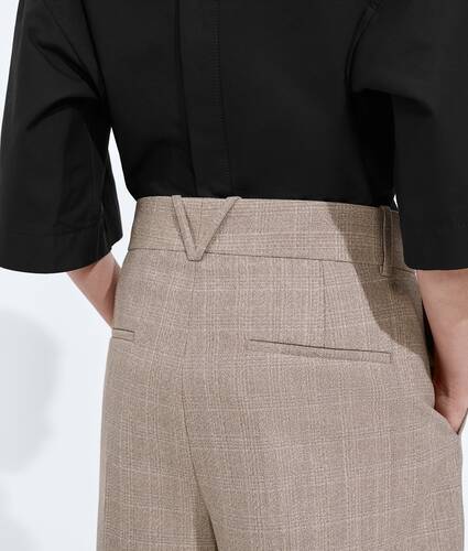 Women's Prince Of Wales Wool Shorts in Silt/stucco melange Bottega Veneta Bulgaria EN - Image 5