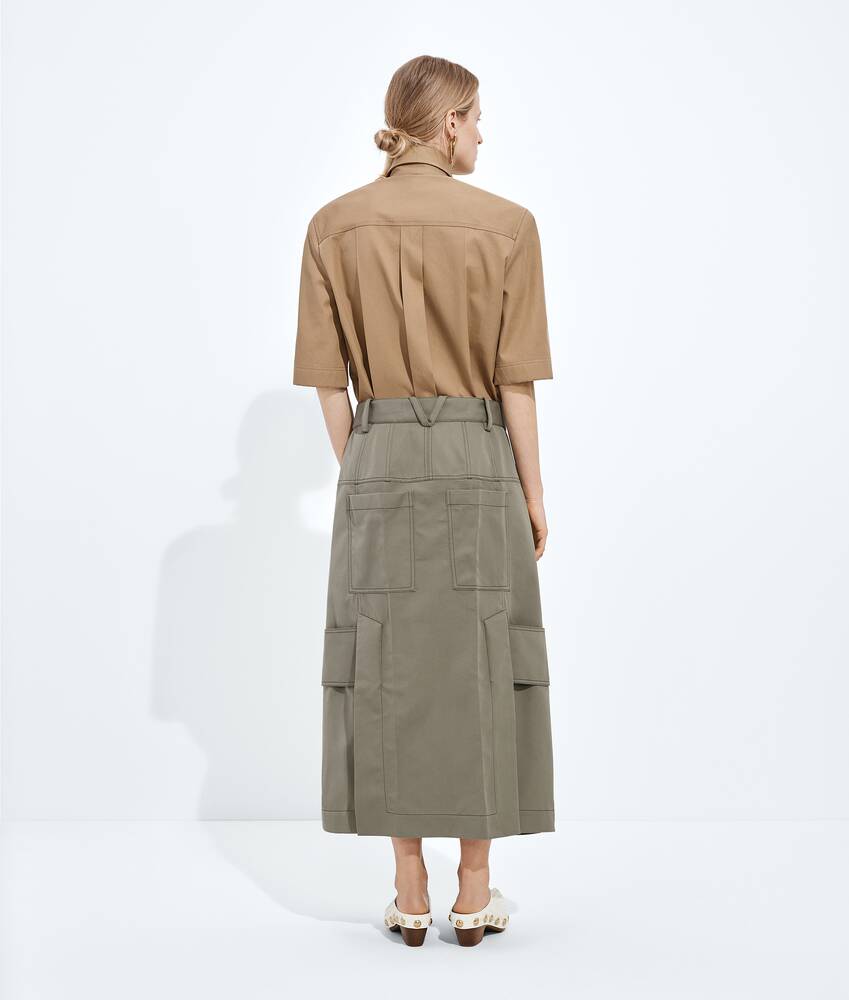 Display a large version of the product image 3 - Cotton and Silk Gabardine Skirt