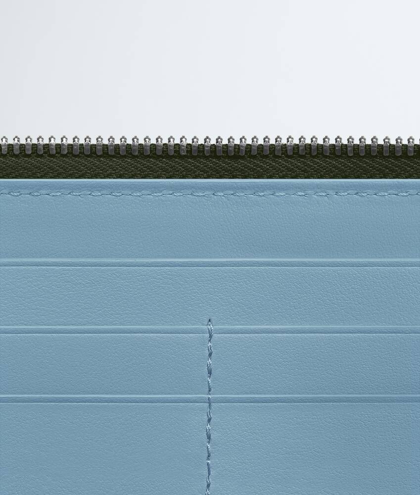 Men's Intrecciato Zip-Around Wallet in Green tweed/mineral Bottega Veneta Mexico EN - Image 3