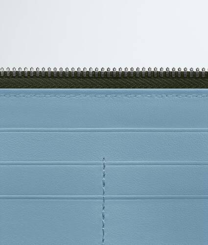 Men's Intrecciato Zip-Around Wallet in Green tweed/mineral Bottega Veneta United States EN - Image 3