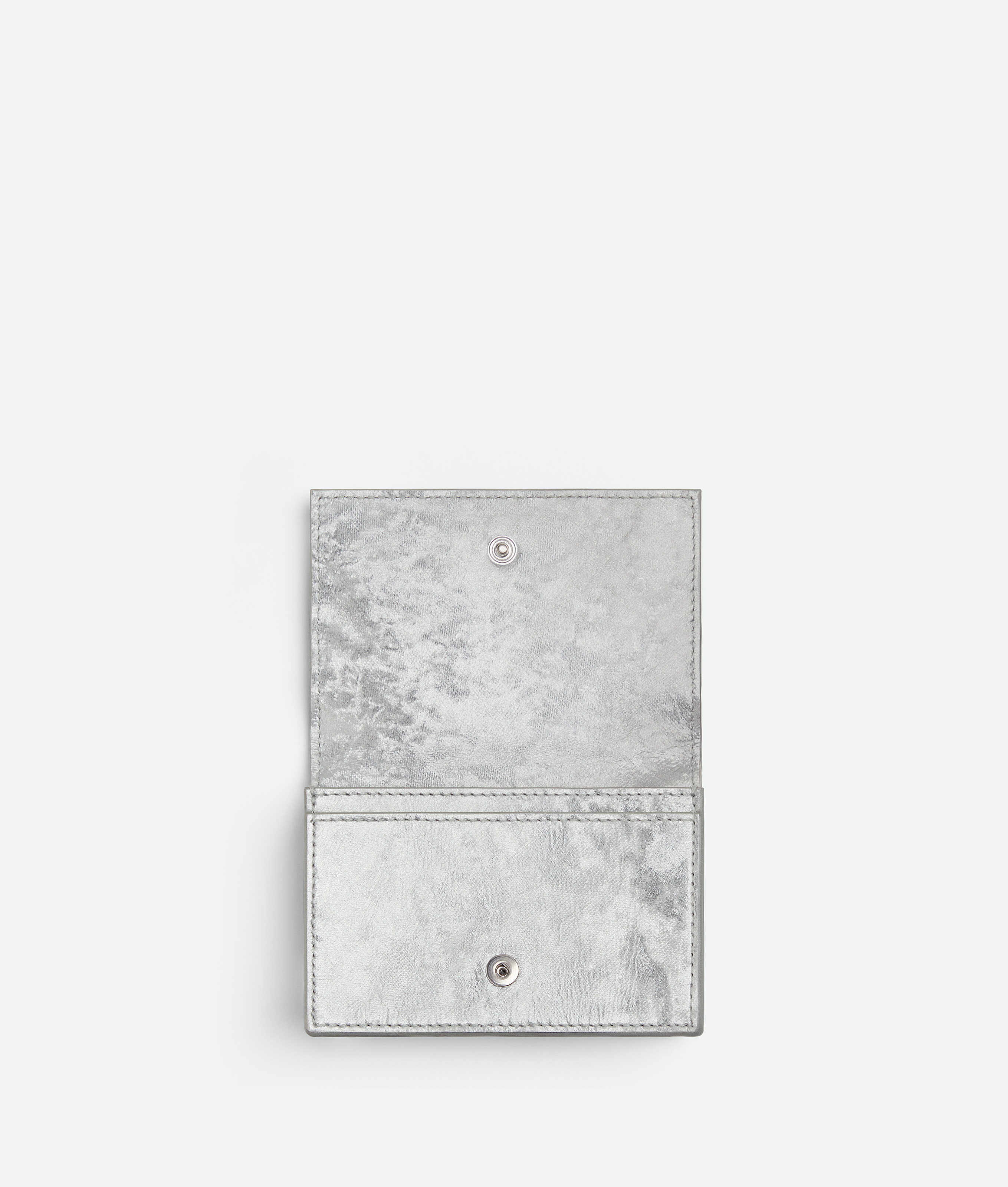 Bottega Veneta Intrecciato Business Card Case In Silver