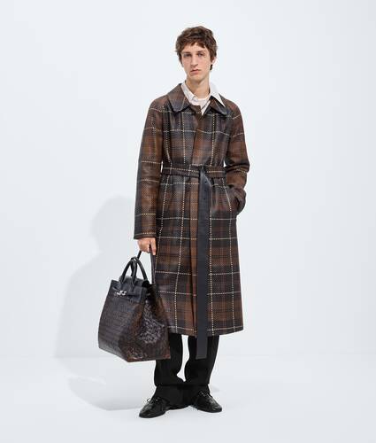 Men's Mini Intrecciato Leather Coat in Nocciola/fond/sesame Bottega Veneta Poland EN - Image 1