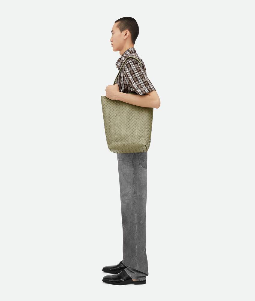 Men's Small Intrecciato North-South Tote in Travertine Bottega Veneta United Kingdom EN - Image 5