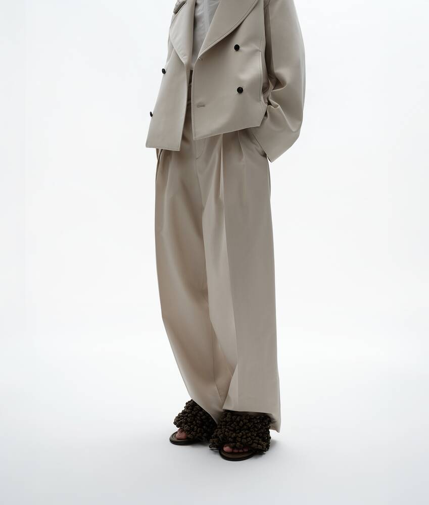 Women's Wool Cotton Trousers in Beige/light blue Bottega Veneta United Kingdom EN - Image 2