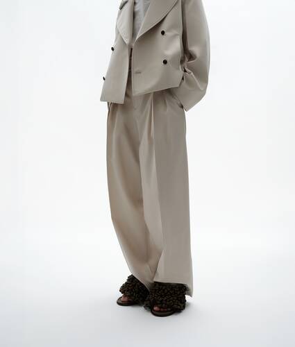 Women's Wool Cotton Trousers in Beige/light blue Bottega Veneta United Kingdom EN - Image 2