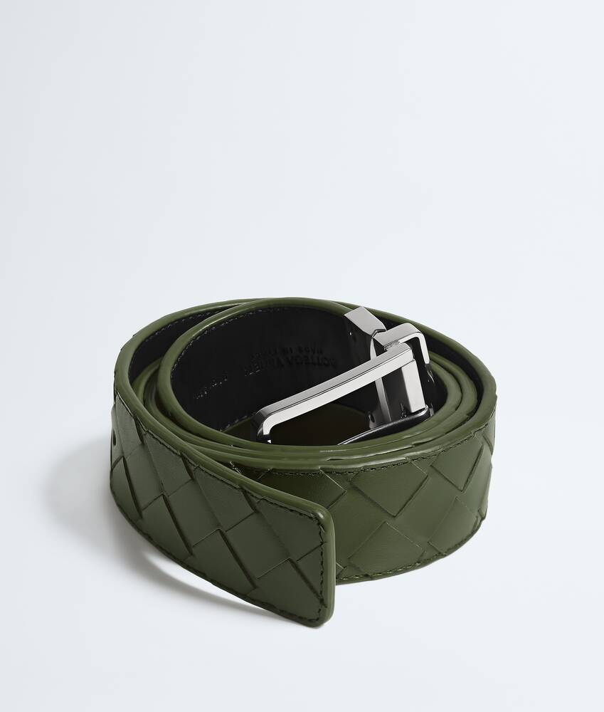 Men's Intrecciato Reversible Belt in Green tweed/black Bottega Veneta Malaysia EN - Image 3