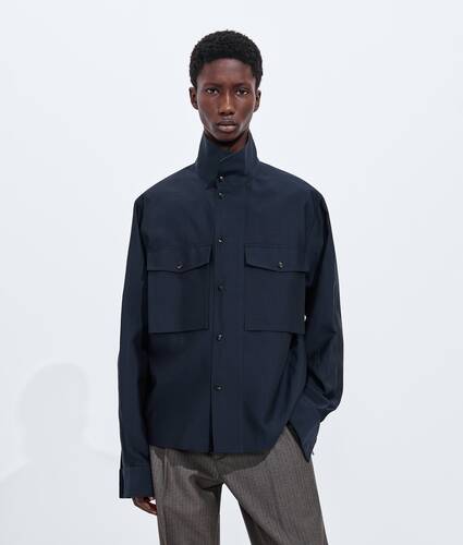 Men's Cotton And Silk Shirt in Midnight blue Bottega Veneta United Kingdom EN - Image 1