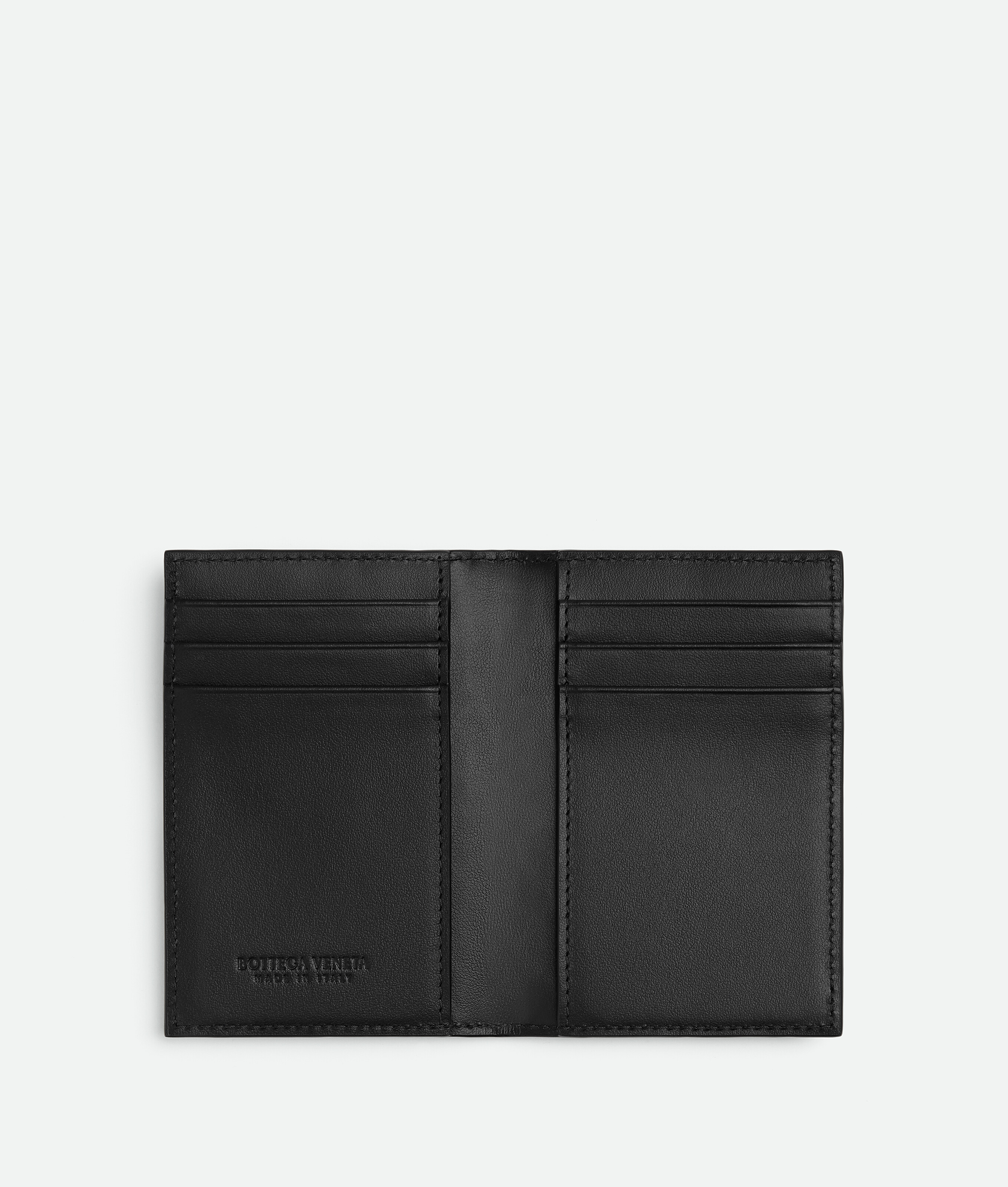 Bottega Veneta Intrecciato Flap Card Case In Black