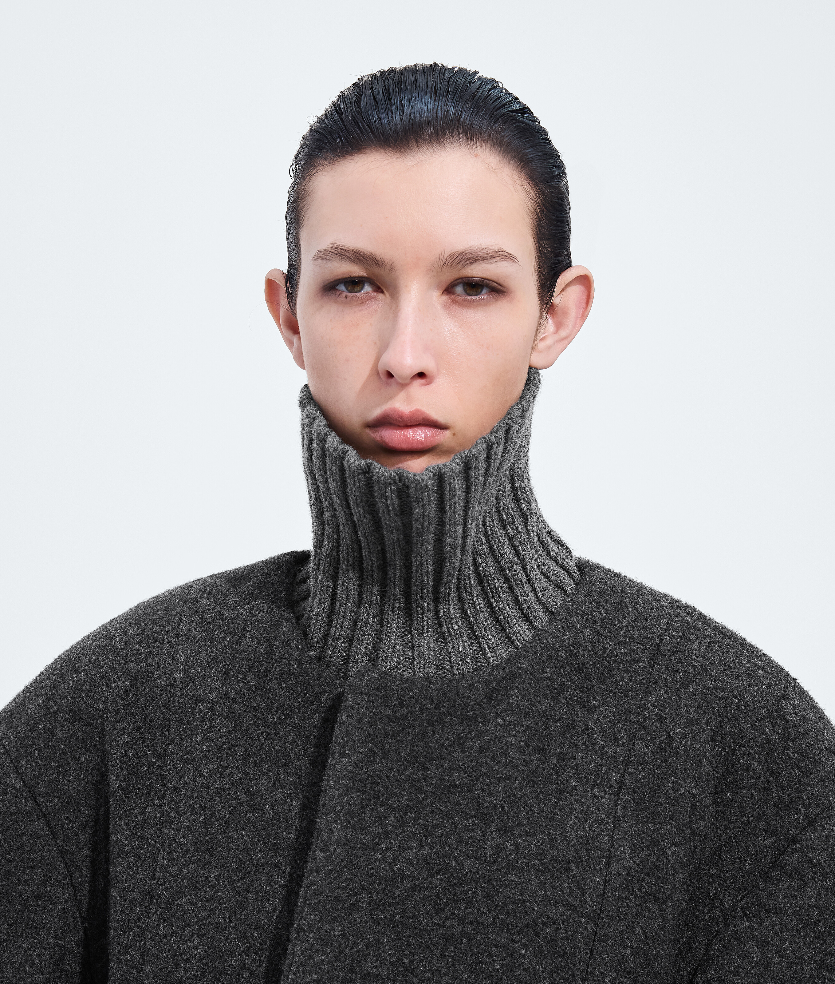 Women's Padded Wool Flannel Coat in Ardoise melange Bottega Veneta Luxembourg EN - Image 5