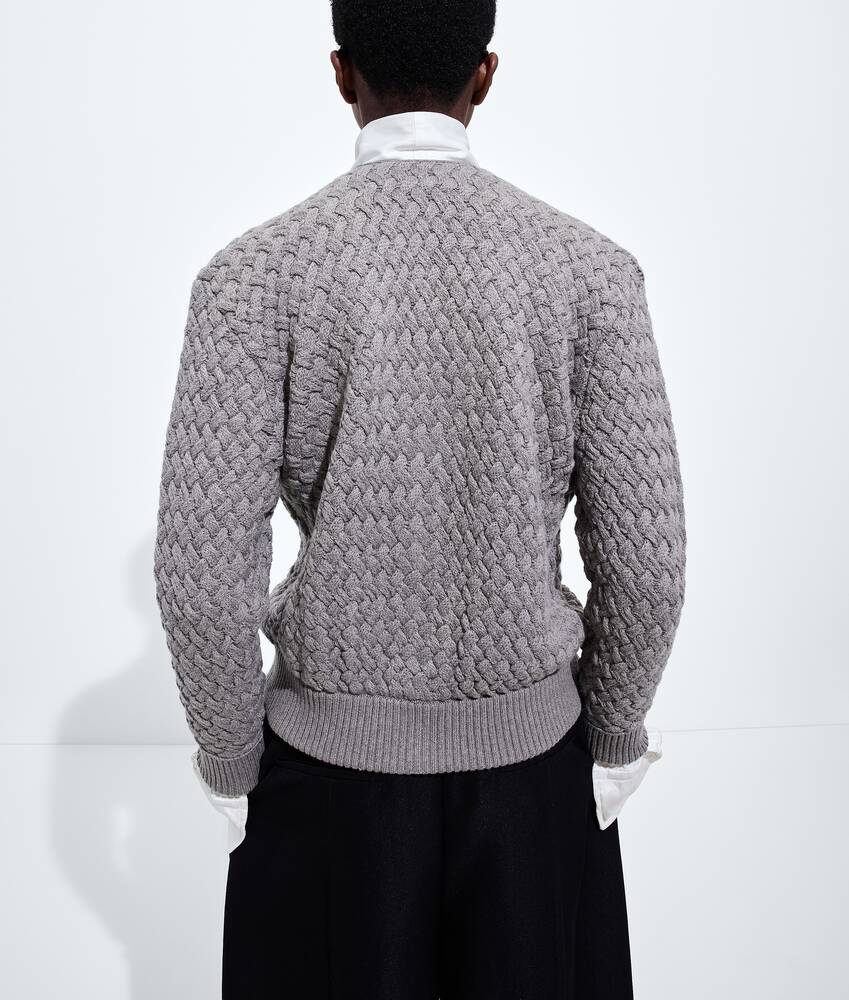 Women's Intrecciato Wool Cardigan in Riverbed melange Bottega Veneta Luxembourg EN - Image 3